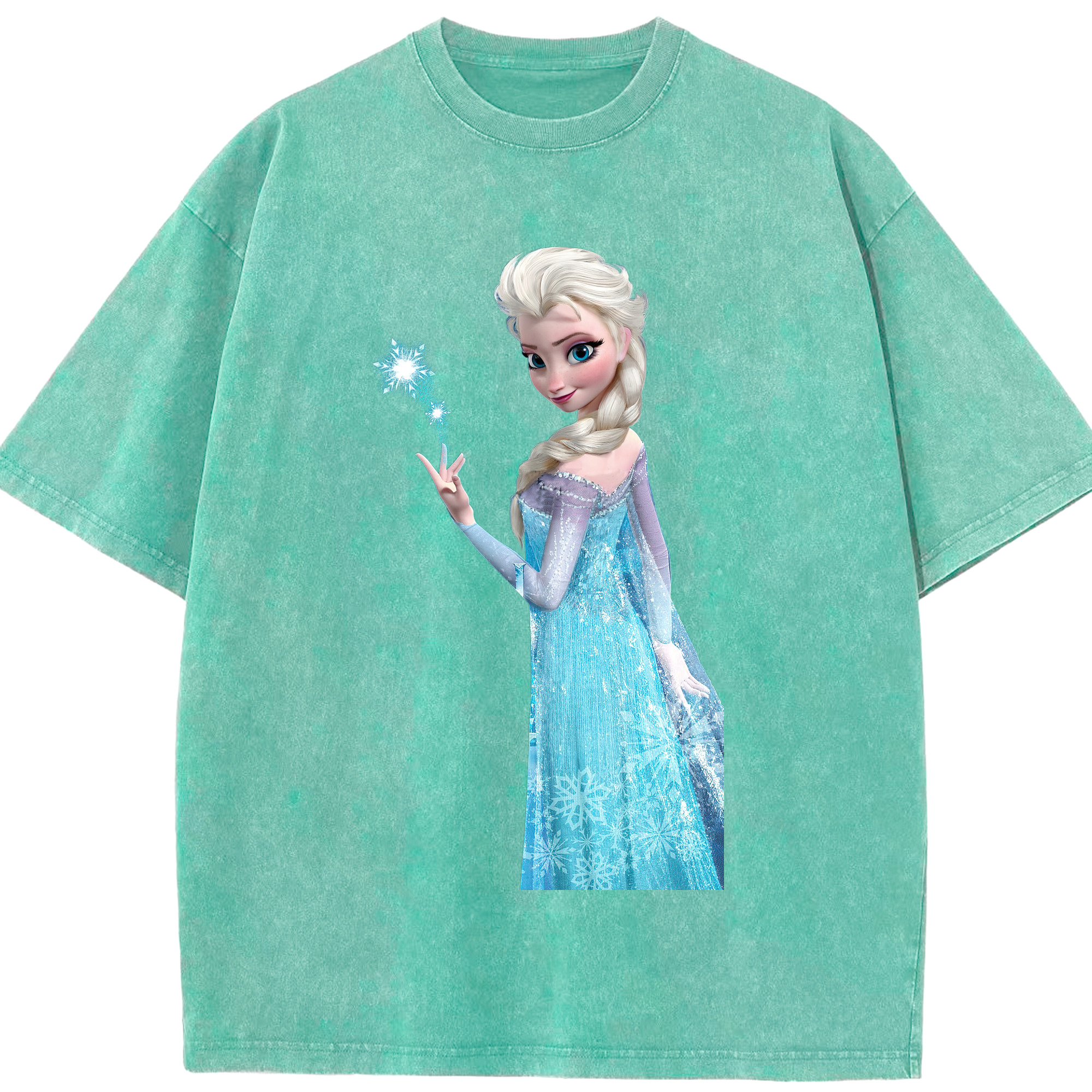 （画像用） アナと雪の女王 アンナ エルサ Frozen Anna Elsa 綿100% ヴィンテージ風 半袖Tシャツ（フロントプリント）